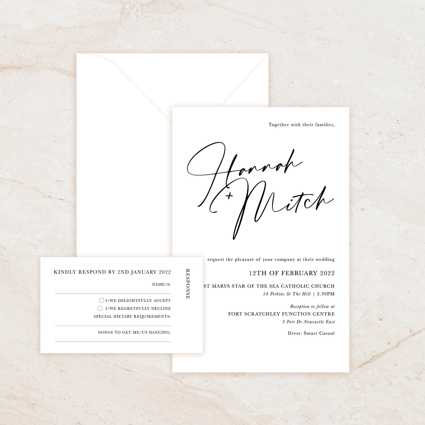 Frank Invitation + RSVP Postcard + Envelope Suite