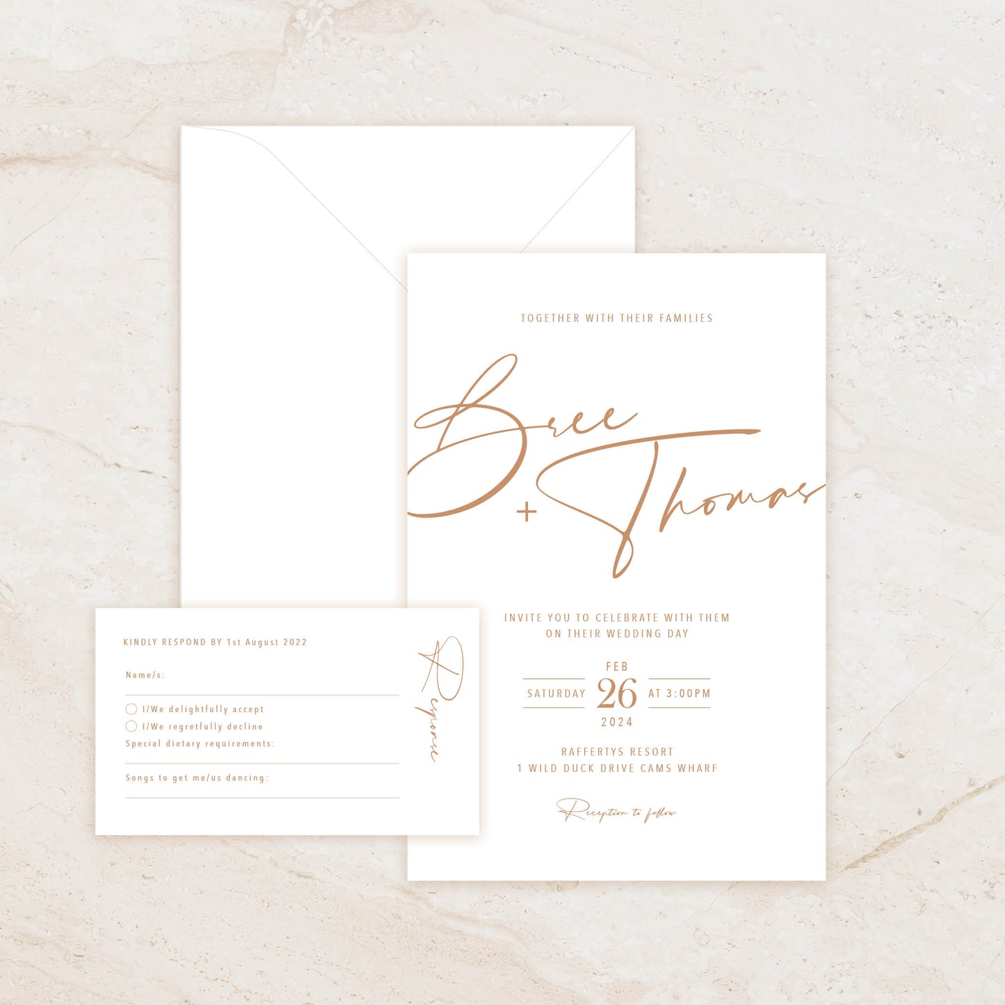 Signature Invitation + RSVP Postcard + Envelope Suite