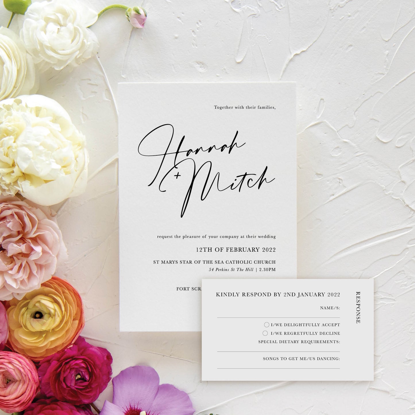 Frank Invitation + RSVP Postcard + Envelope Suite