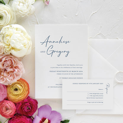 Annaliese Invitation + RSVP Postcard + Envelope Suite