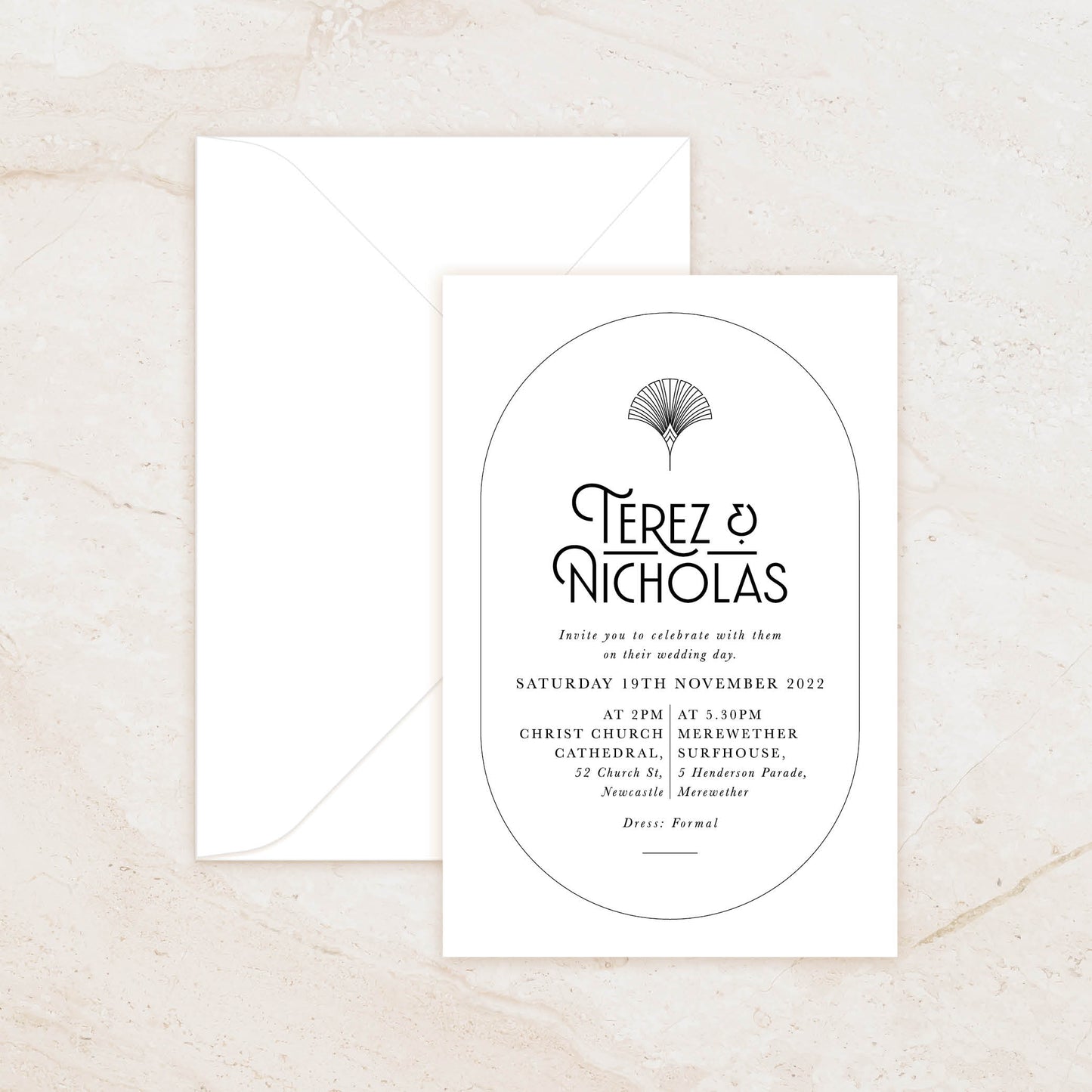 Gatsby Invitation + Envelope Suite