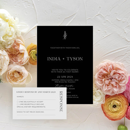 Mystique Invitation + RSVP Postcard + Envelope Suite