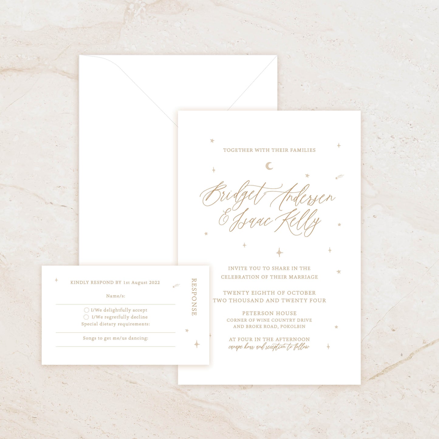 Celestial Invitation + RSVP Postcard + Envelope Suite