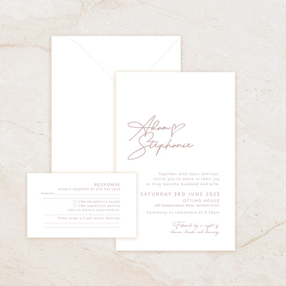 Heart Invitation + RSVP Postcard + Envelope Suite