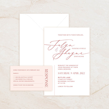 Pyaar Invitation + RSVP Postcard + Envelope Suite