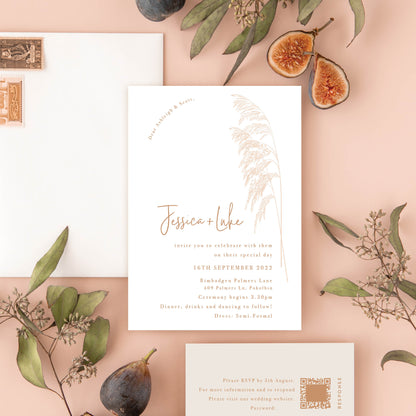 Pampas Invitation + RSVP Postcard + Envelope Suite