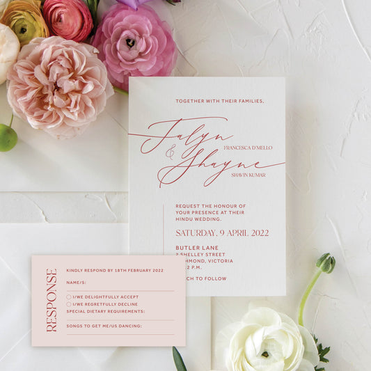 Pyaar Invitation + RSVP Postcard + Envelope Suite