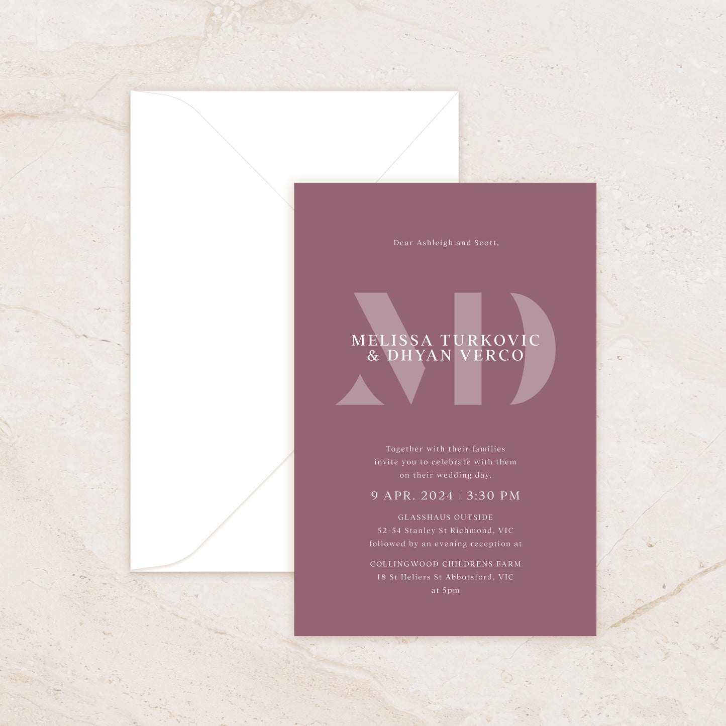 Monogram Invitation + Envelope Suite